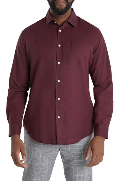 Johnny Bigg Anders Linen Blend Button-up Shirt In Merlot