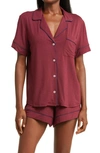 Eberjey Gisele Relaxed Jersey Knit Short Pajamas In Mulberry/ Navy