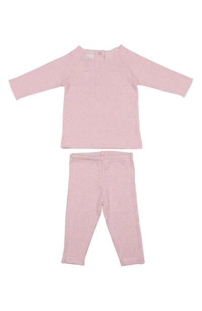 Maniere Babies' Wave Stripe Cotton Top & Pants Set In Blossom