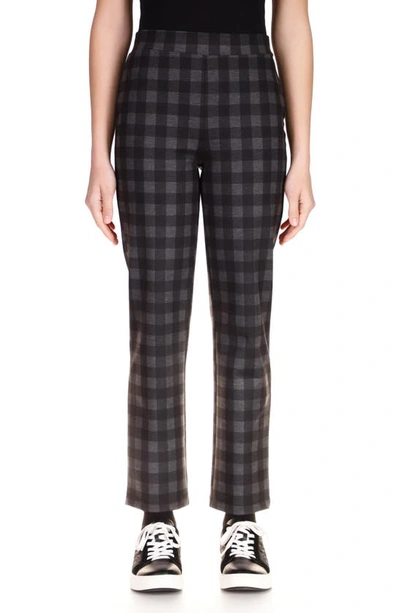 Sanctuary Carnaby High Waist Kick Flare Crop Pants In Onyx Check