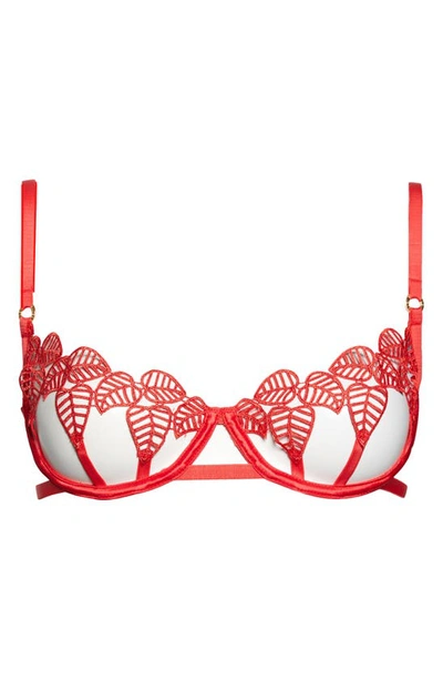 Bluebella Sapphira Crochet Leaf Semi Open Cup Bra In Red