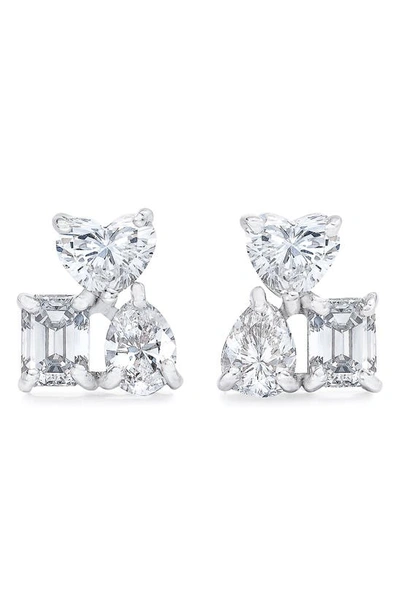 Mindi Mond Fancy Cut Diamond Cluster Stud Earrings In 18k Wg