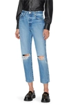 Frame Le Original Ripped High Waist Crop Jeans In Nomad