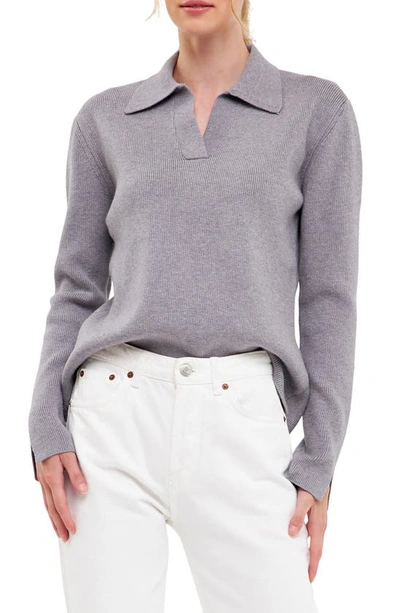 English Factory Polo Collar Sweater In Grey