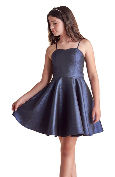 Un Deux Trois Kids' Fit & Flare Dress In Navy