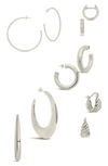 Sterling Forever Five Days Of Hoops Assorted 5-pack Hoop Earrings In Silver