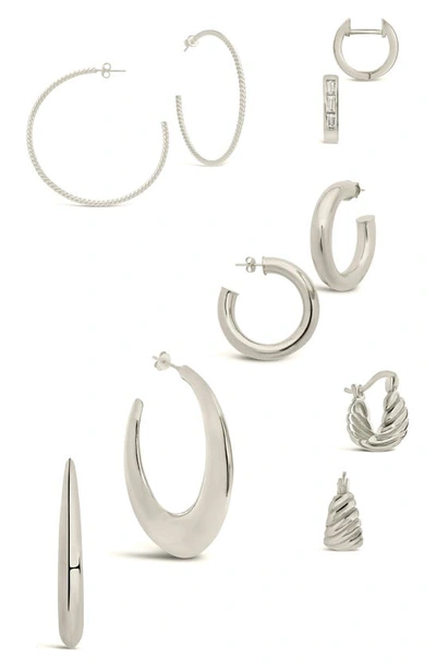 Sterling Forever Five Days Of Hoops Assorted 5-pack Hoop Earrings In Silver