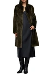 Allsaints Serra Genuine Shearling Coat In Dark Khaki Green