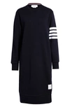 Thom Browne 4-bar Long Sleeve Sweatshirt Dress In Navy
