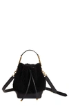 Saint Laurent Emmanuel Genuine Shearling & Leather Bucket Bag In Nero/ Nero