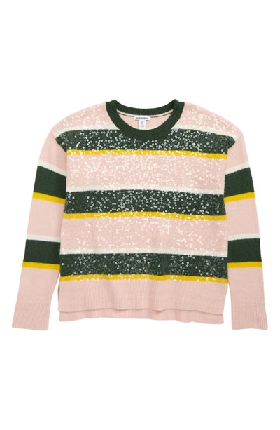 Nordstrom Kids' Sparkle Sweater In Green Pinecone Sparkle Stripe