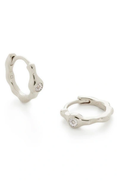 Monica Vinader Siren Diamond Huggie Hoop Earrings In Silver