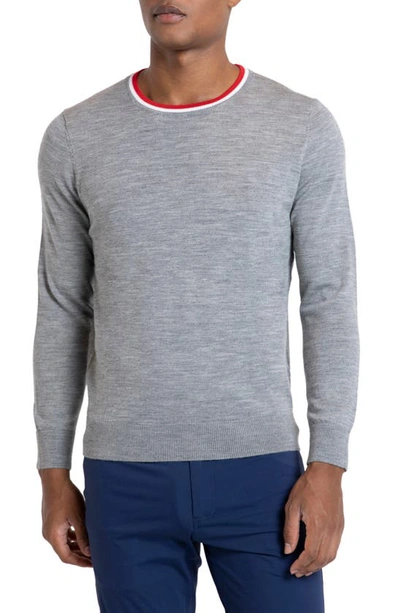 Redvanly Robinson Tipped Wool Golf Crewneck Sweater In Iron