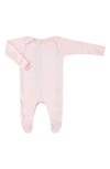 Paigelauren Ribbed Cotton & Modal Footie In Light Pink