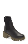 Steve Madden Hayle Platform Chelsea Boot In Black/ Olive