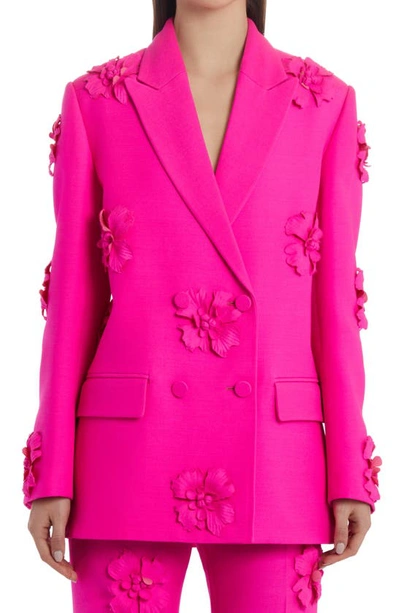 Valentino Double-breasted Wool And Silk-blend Crepe Blazer In Pink Pp