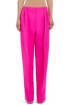 VALENTINO PLEATED STRAIGHT LEG WOOL BLEND TROUSERS