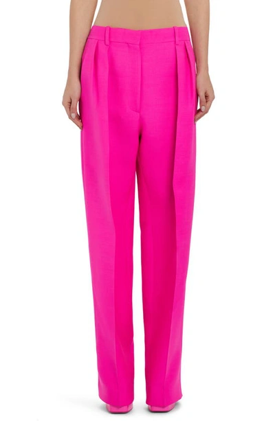 Valentino Flower Applique Wide-leg Crepe Trousers In Uwt