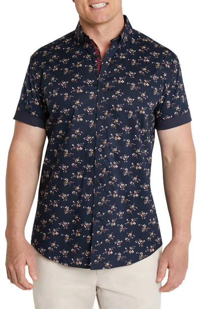 Johnny Bigg Darby Classic Fit Floral Short Sleeve Cotton Button-down Shirt In Navy