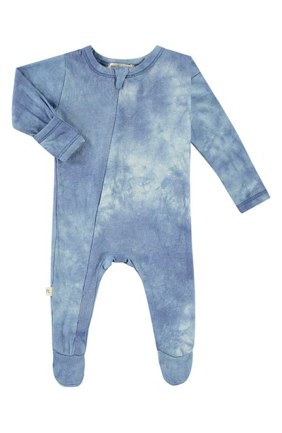 Paigelauren Boys' Tie Dye Variegated Rib Zipper Footie - Baby In Marble Blue