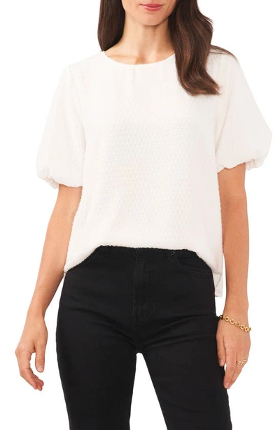 Vince Camuto Puff Sleeve Crewneck Blouse In White