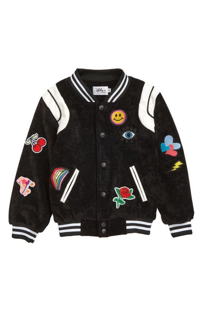 Lola & The Boys Kids' Embellished Varsity Bomber Jacket In Black