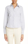 Fendi Pinstripe Corset Cotton Button-up Shirt In Pete