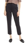 Wit & Wisdom Crosshatch High Waist Ankle Straight Leg Ponte Pants In Charcoal Green