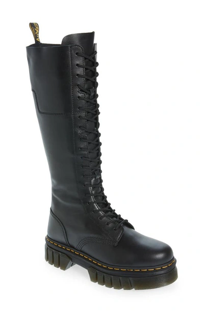 Dr. Martens' Audrick 20-eye Leather Knee High Platform Boots In Black