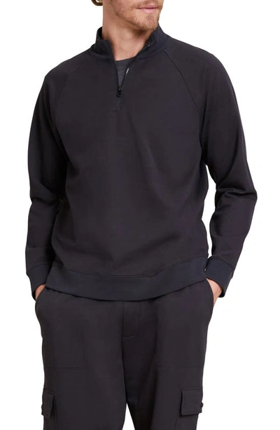 Barefoot Dreams Malibu Collection® Pima Cotton Fleece Half Zip Sweatshirt In Black