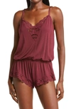 Eberjey Naya Lace Trim Jersey Knit Romper In Mulberry