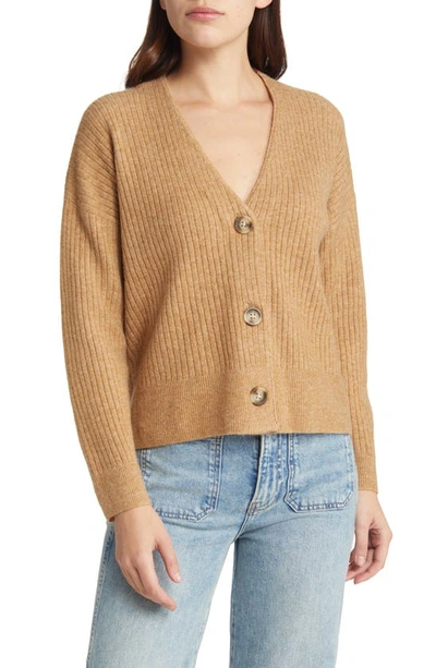 Madewell Cameron Ribbed Crop Cardigan In Heather Ash