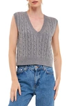 English Factory Cable Sweater Vest In Charcoal