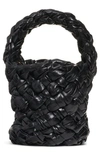 Bottega Veneta Kalimero Mini Intrecciato Pleated Bucket Bag In Black-m Brass