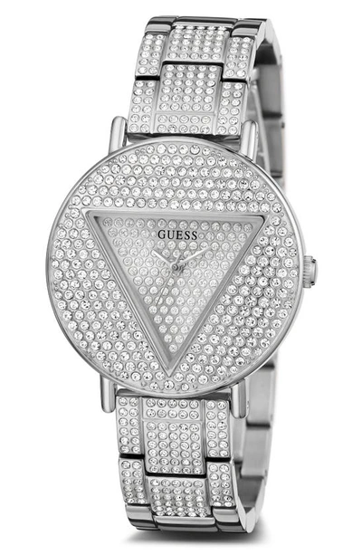 Guess Crystal Pavé Bracelet Watch, 36mm In Silver/silver/silver
