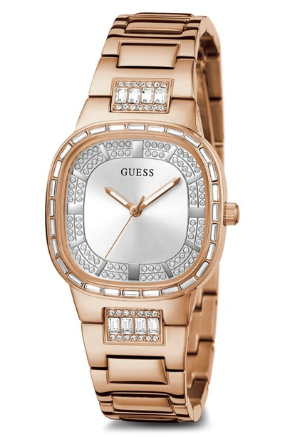 Guess Crystal Square Bracelet Watch, 32mm In Rose Gold/silver/rose Gold