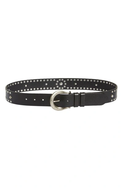 Allsaints Western Stud Leather Belt In Black Antique Nickel  display picture 1