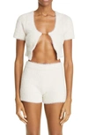 Jacquemus La Maille Neve Cropped Brushed Knitted Cardigan In Off-white