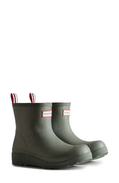 Hunter Play Short Faux Shearling Lined Waterproof Rain Boot In Urban Grey