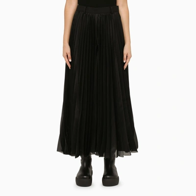 Sacai Pleated Trench Midi Skirt In Black
