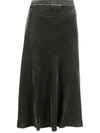 GOLD HAWK GOLD HAWK VELVET FLARED MIDI SKIRT