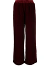 Gold Hawk Straight-leg Velvet Pants In Red