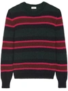 Saint Laurent Striped Mohair-blend Sweater In Black