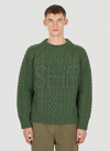 SKY HIGH FARM WORKWEAR SKY HIGH FARM WORKWEAR CABLE KNIT SWEATER UNISEX DARK GREENUNISEX