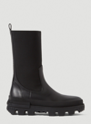 Moncler Leather Logo Boots In Black