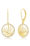 Simona 14k Gold Plated Cz Leaf Drop Earrings In Gold