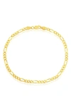 Simona 14k Gold Plated Figaro Chain Anklet In Gold