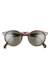 Oliver Peoples Gregory Peck Polarized Round Sunglasses, 50mm In Dark Tortoise/black Solid