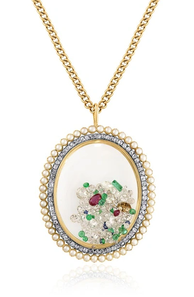 Mindi Mond Tutti Frutti Diamond, Cultured Pearl & Stone Pendant Necklace In Dia/ Multi/ 18k