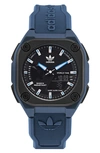 Adidas Originals City Tech One Resin Strap Watch, 45mm In Blue/ Black/ Blue